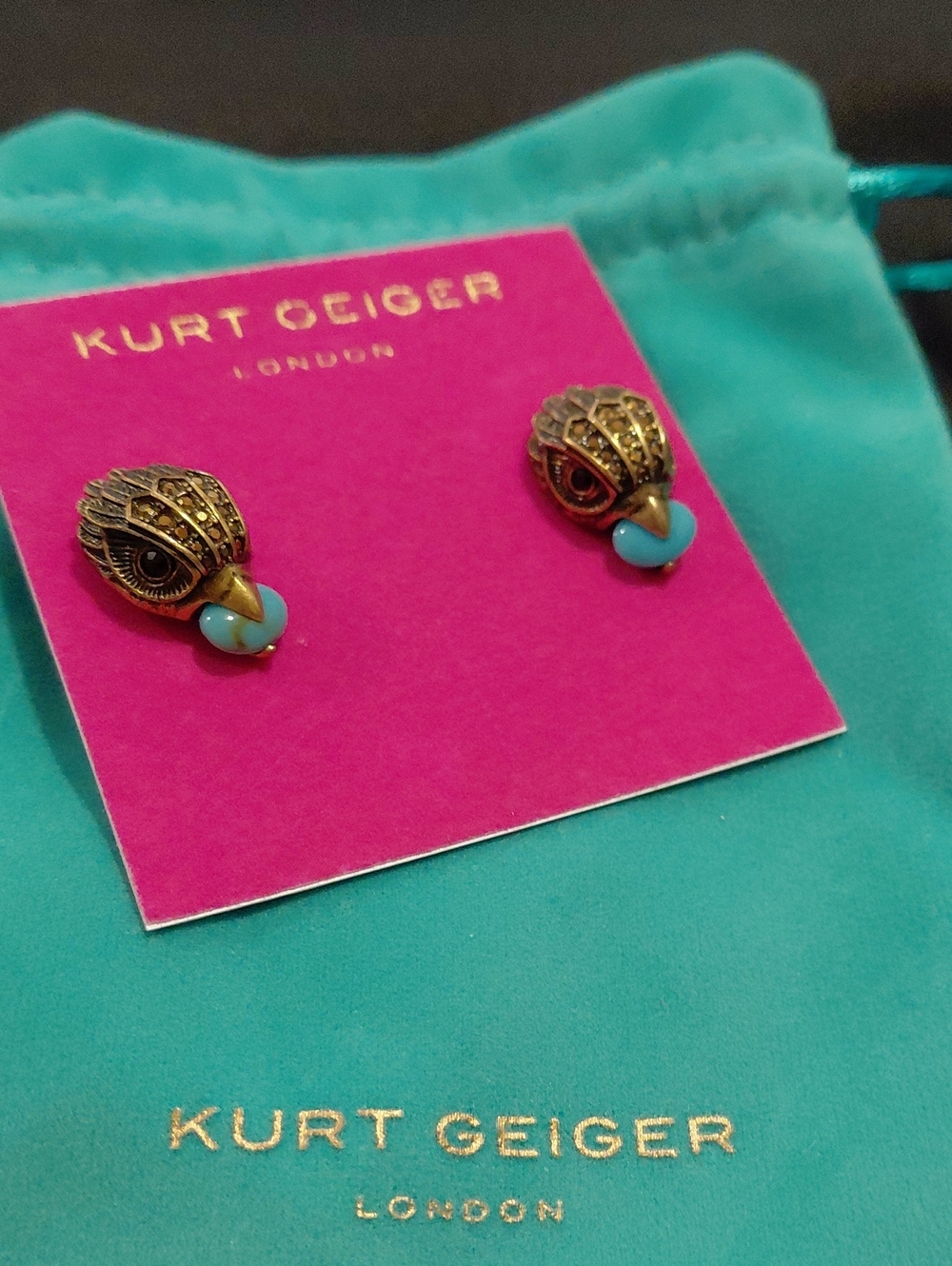 KURT GEIGER EAGLE STONE STUD EARRINGS - Picture 3 of 5